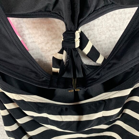 Kate Spade Womens High Neck Halter Monokini Stripe One Piece Swimsuit Size L NWT - Picture 5 of 8